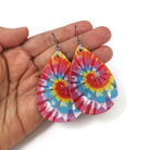 Summer leather earrings, Hypoallergenic pure titanium jewelry, Colorful lightweight dangle earrings, For sensitive ears