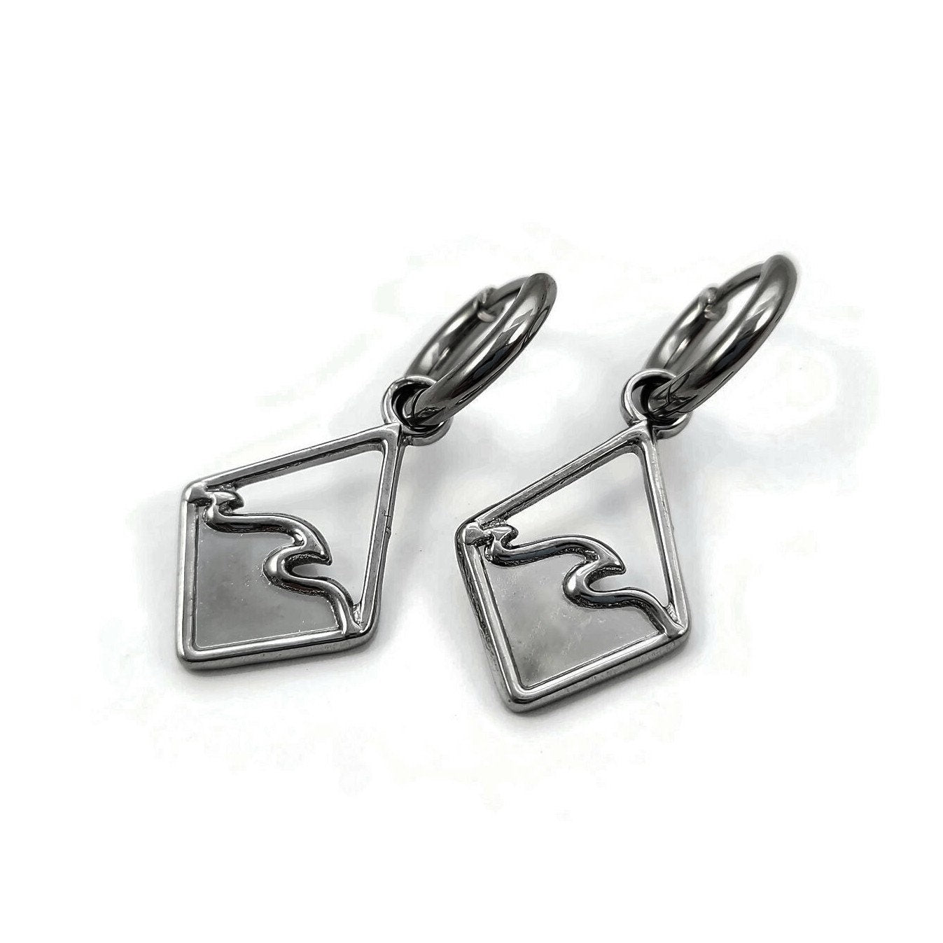 Earring charms with Titanium huggie hoops, Hypoallergenic implant grade jewelry for sensitive ears, Tarnish free