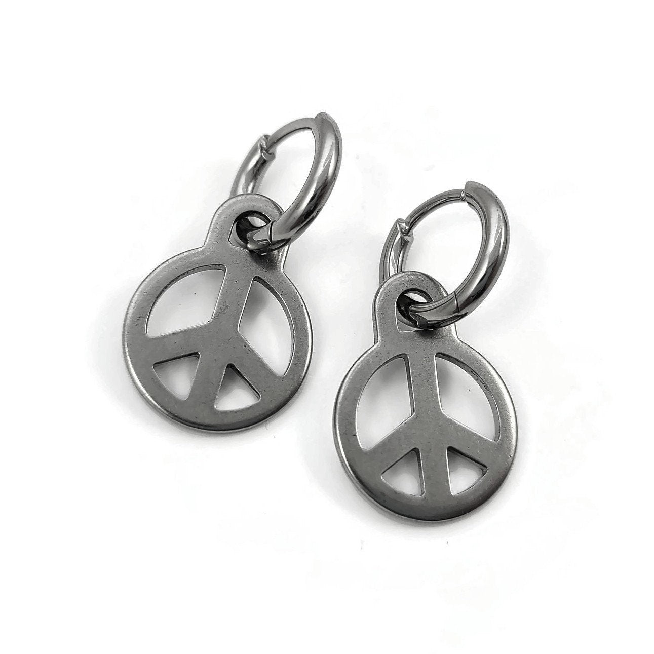 Earring charms with Titanium huggie hoops, Hypoallergenic implant grade jewelry for sensitive ears, Tarnish free