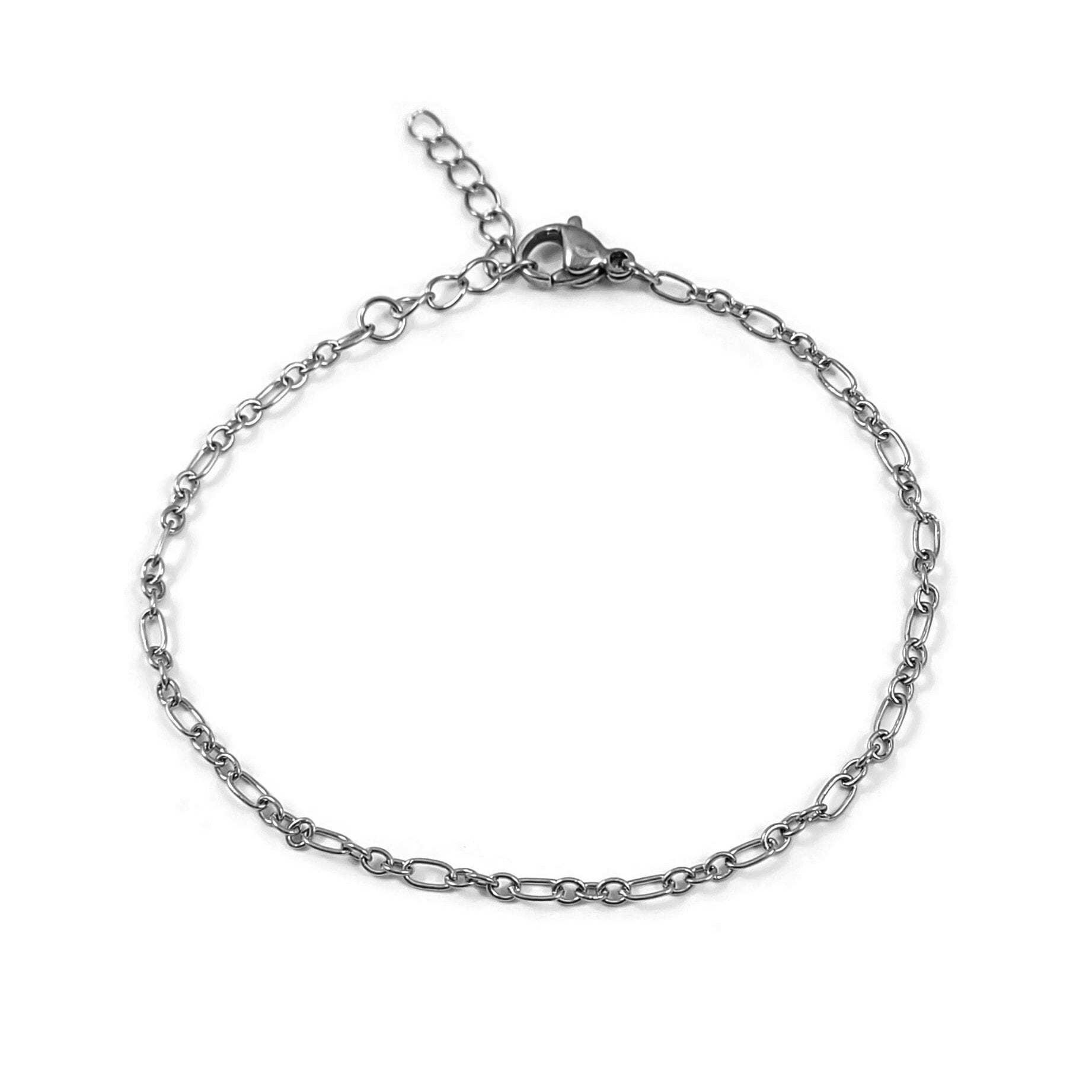 Surgical steel chain bracelet, Hypoallergenic, Waterproof non tarnish, Cable Snake Figaro Wheat Venetian