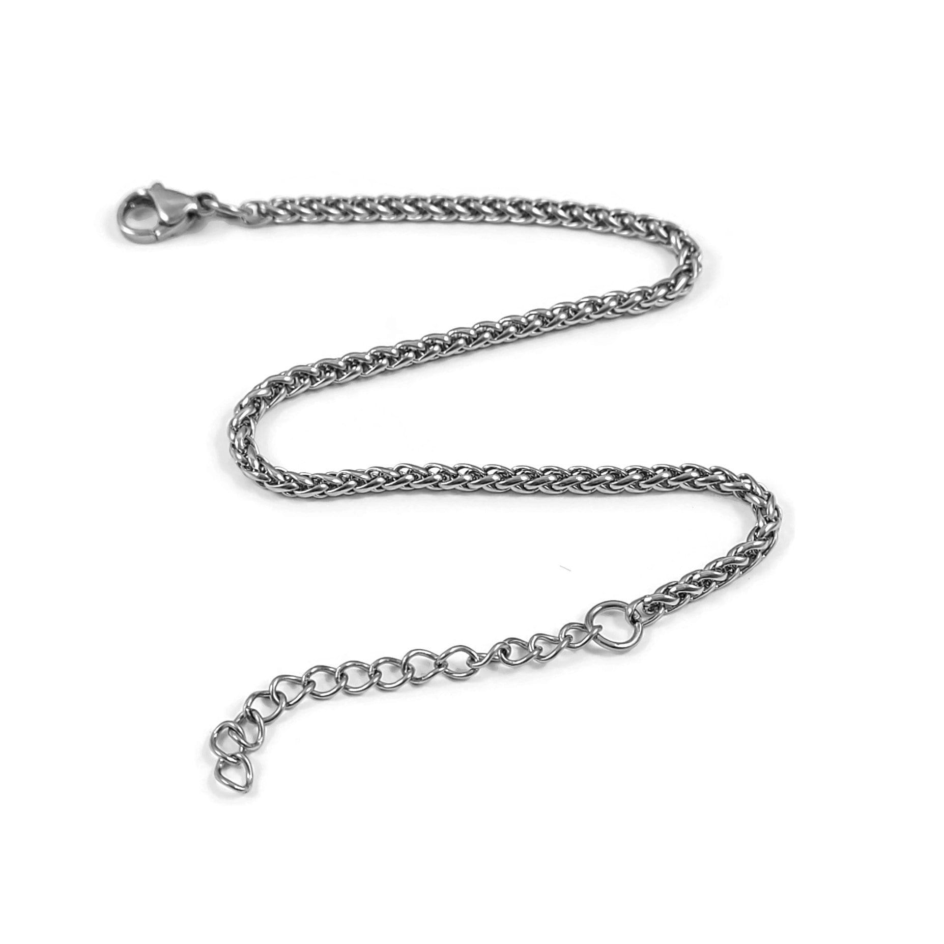 Surgical steel chain bracelet, Hypoallergenic, Waterproof non tarnish, Cable Snake Figaro Wheat Venetian