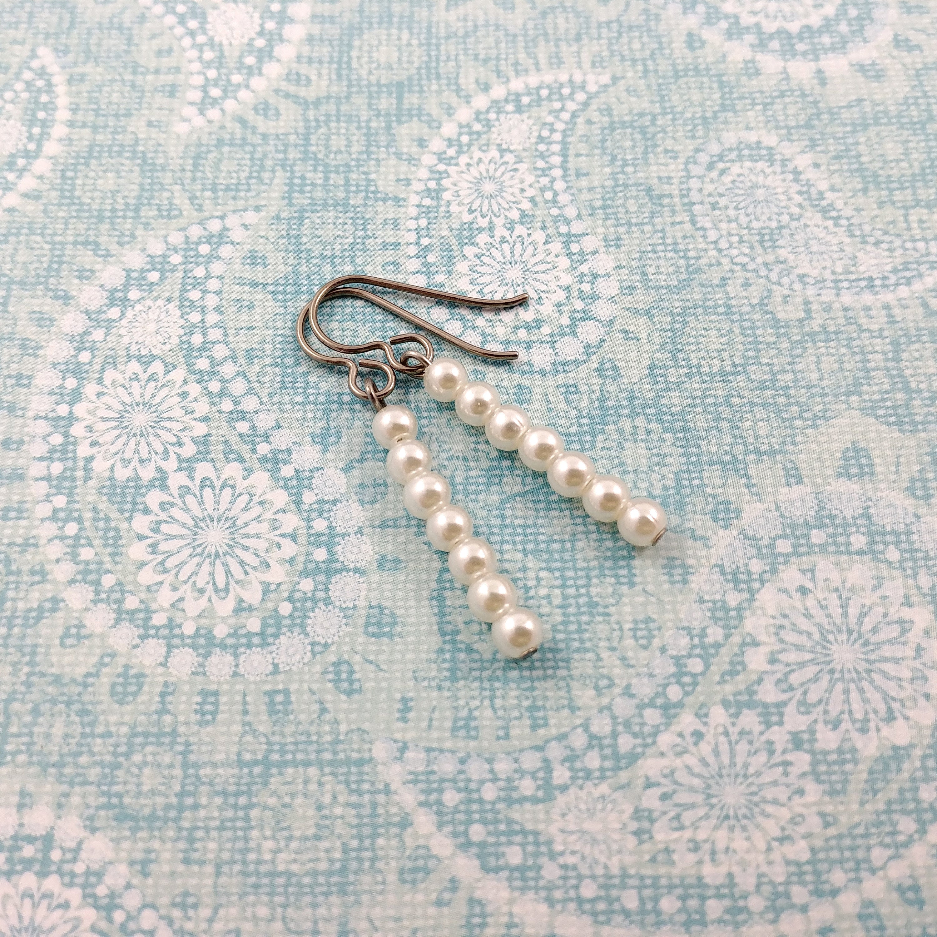 Pearl dangle earrings - Hypoallergenic pure titanium, stainless steel and acrylic imitation pearl jewelry