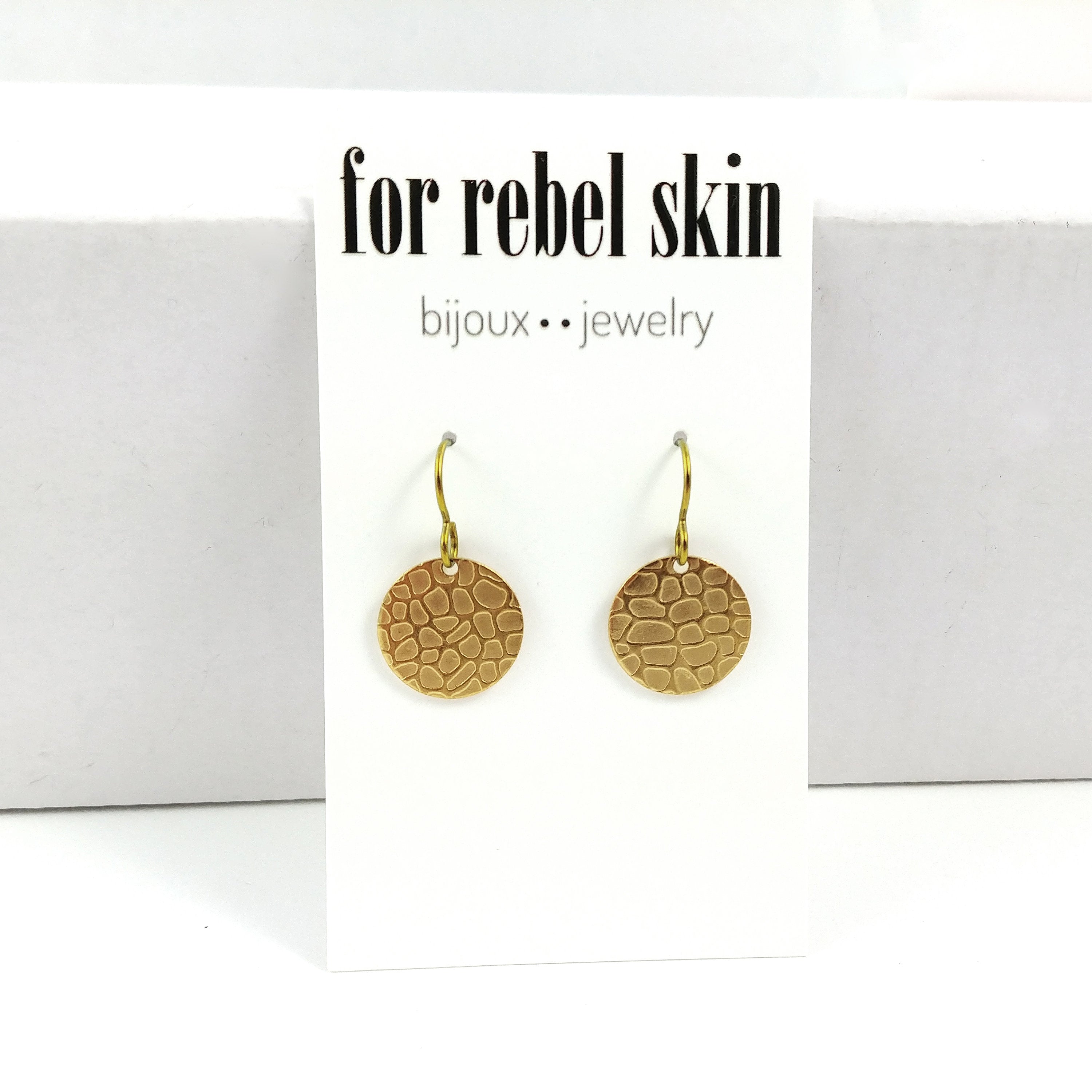 Gold circle dangle niobium earrings - Stainless giraffe pattern drop earrings