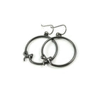 Hoop and bow gunmetal dangle earrings - Hypoallergenic nickel free, lead free and cadmium free