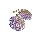 Flower of life earrings, Rainbow filigree dangle earrings, Lightweight statement earrings, Hypoallergenic niobium jewelry