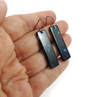 Blue, purple and black dangle earrings, Hypoallergenic pure titanium jewelry, Modern acetate rectangle earrings