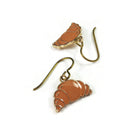 Cute croissant dangle earrings, Hypoallergenic gold niobium jewelry, Food lover enamel earrings