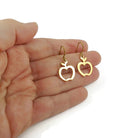 Gold apple earrings, Pure niobium drop earrings, Cute fruit jewelry gift