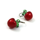 Red apple earrings, Pure titanium drop earrings, Fun fruit jewelry gift