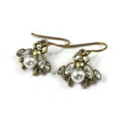 Pearl bee dangle earrings - Hypoallergenic pure niobium, rhinestone and acrylic imitation pearl jewelry