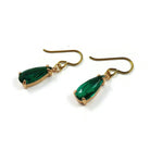 Emerald crystal dangle earrings, Pure niobium nickel free jewelry, Faceted teardrop gold earrings