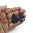 Blue teardrop niobium earrings, Hypoallergenic oval dangle earrings, Lightweight filigree jewelry