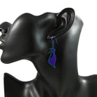 Siamese cats dangle earrings, Pure niobium earrings, Irridescent blue, green, pink and purple.