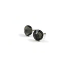 Black diamond pure titanium stud earrings, Grey crystal nickel free jewelry for sensitive ears