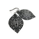 Black lace dangle earrings, Pure titanium and stainless steel jewelry, Lightweight everyday filigree earrings