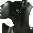 Black lace dangle earrings, Pure titanium and stainless steel jewelry, Lightweight everyday filigree earrings