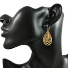 Gold teardrop dangle niobium earrings - Hypoallergenic filigree oval earrings