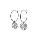 Chrysanthemum flower hoop earrings, Implant grade pure titanium jewelry for sensitive ears, Tarnish free