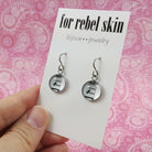 Bird in a cage drop earrings, Hypoallergenic pure titanium jewelry, Cute dainty white earrings