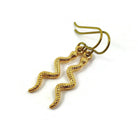 Gold snake earrings, Pure niobium for sensitive ears, Hypoallergenic dangle earrings, Snake jewelry for women