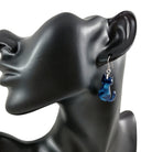 Blue cat earrings, Hypoallergenic pure titanium jewelry, Acetate acrylic dangle earrings