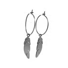 Feather hoop earrings - Hypoallergenic pure titanium and stainless steel jewelry - Tarnish free