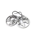 Silver world map dangle earrings, Hypoallergenic pure titanium and stainless steel, Travel gift jewelry