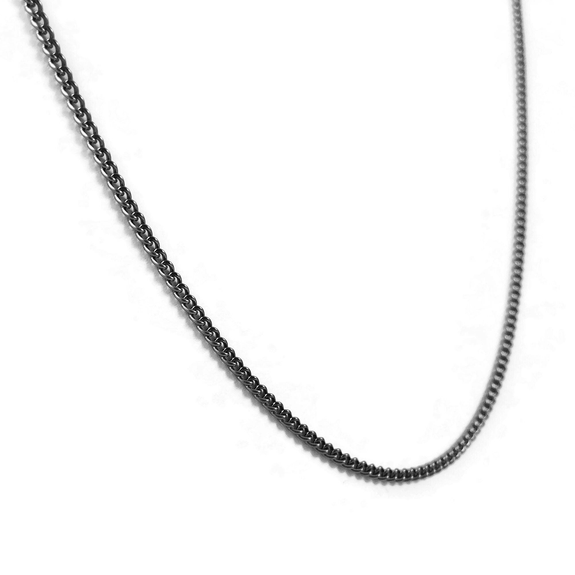 Pure titanium curb chain necklace, Waterproof non tarnish necklace, Hypoallergenic men women jewelry