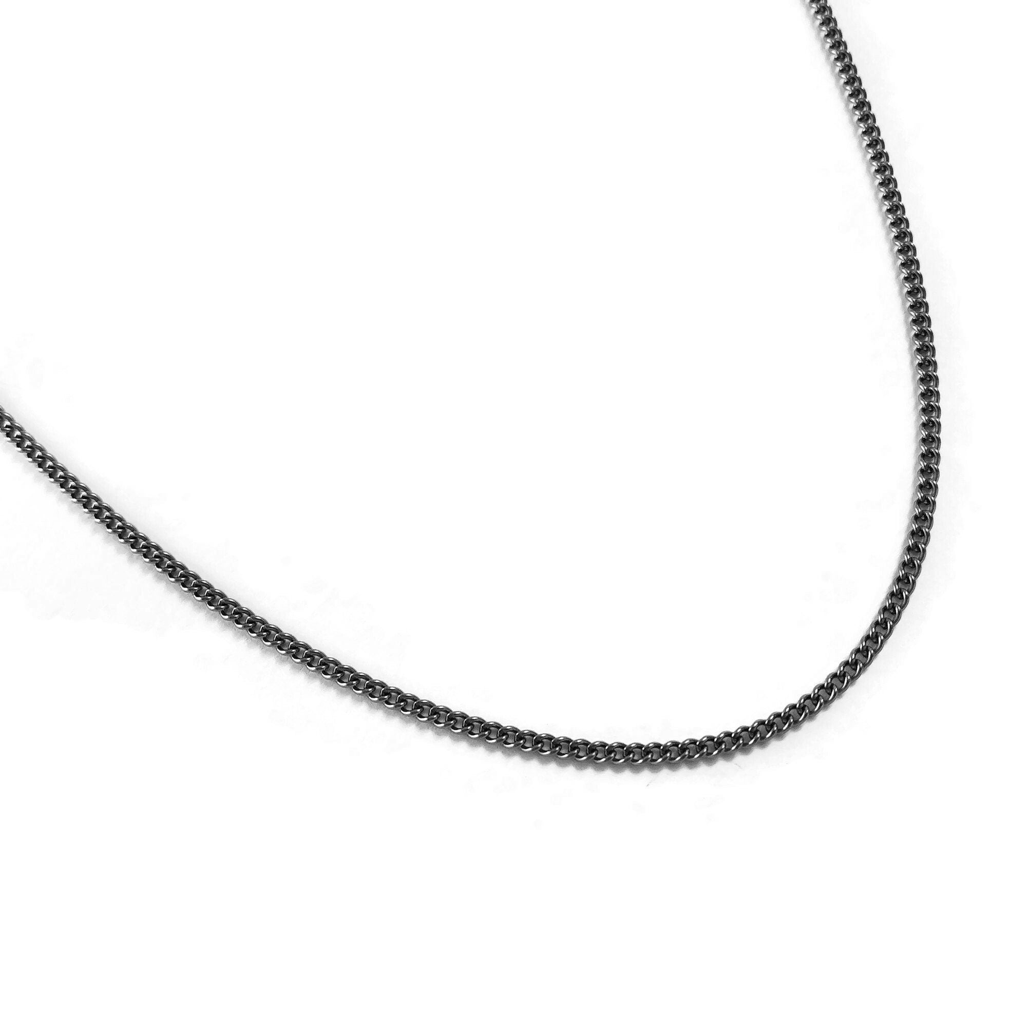 Pure titanium curb chain necklace, Waterproof non tarnish necklace, Hypoallergenic men women jewelry