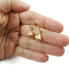 Cute dainty mushroom earrings, Cottagecore gold and pink drop earrings, Hypoallergenic pure niobium jewelry