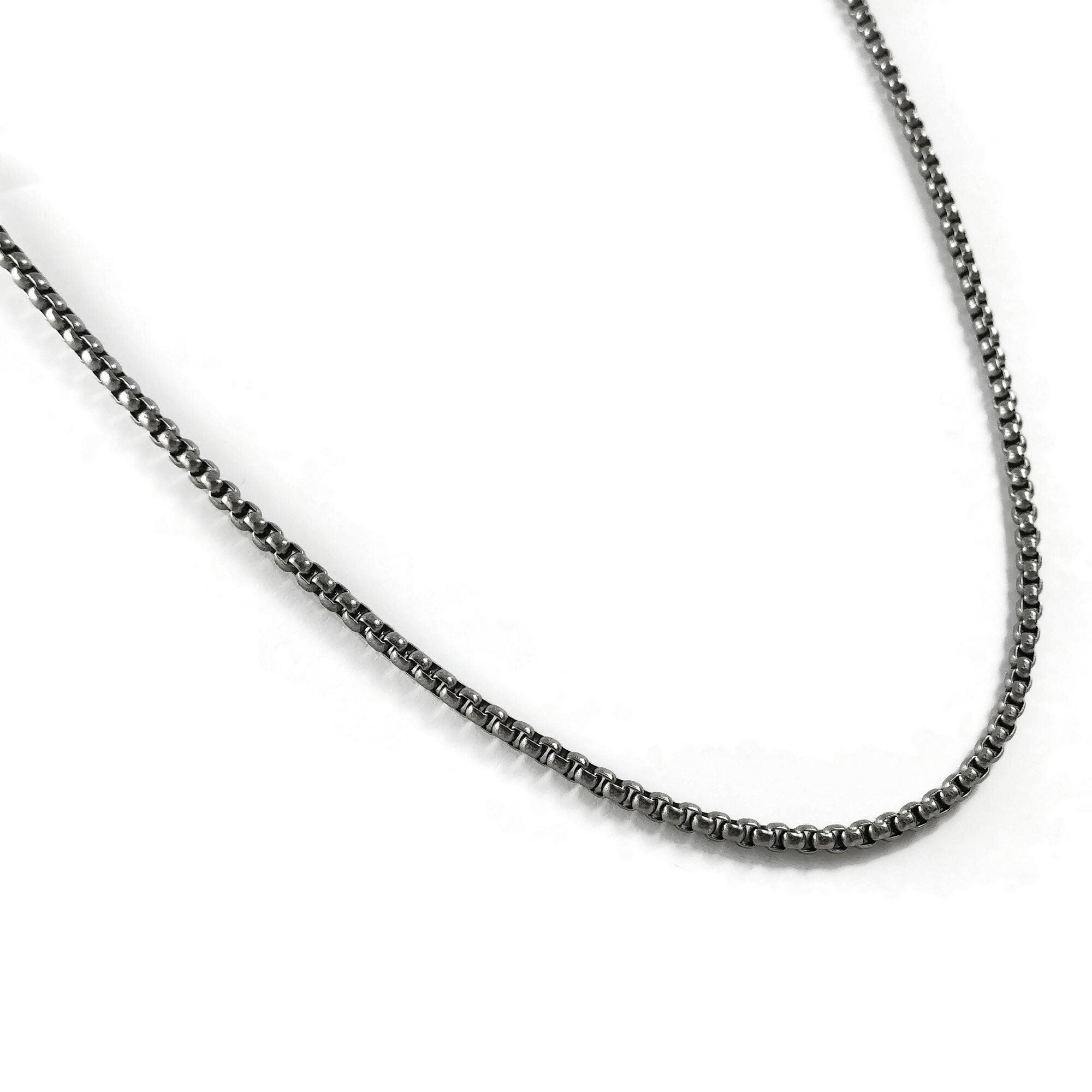 Titanium men box chain necklace, Waterproof and non tarnish jewelry, Hypoallergenic implant grade