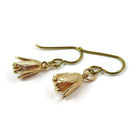 Gold plated bell flower drop earrings - Pure niobium hypoallergenic nickel free jewelry