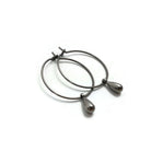 Titanium hoops with drop charms, Implant grade for sensitive ears, Waterproof tarnish free jewelry