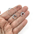 Moon hoop earrings, Pure implant grade titanium for sensitive ears, Minimalist celestial earrings