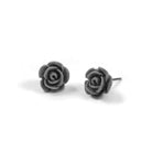 Flower stud earrings, Implant grade titanium earrings, Vintage rose resin jewelry