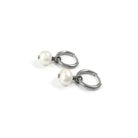 Drop pearl hoop earrings, Implant grade pure titanium jewelry for sensitive ears, Tarnish free