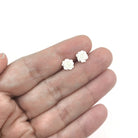 Dainty white flower stud earrings, Hypoallergenic implant grade titanium for sensitive ears, Everyday jewelry