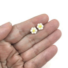 White daisy stud earrings, Hypoallergenic implant grade titanium earrings, Cute flower post earrings