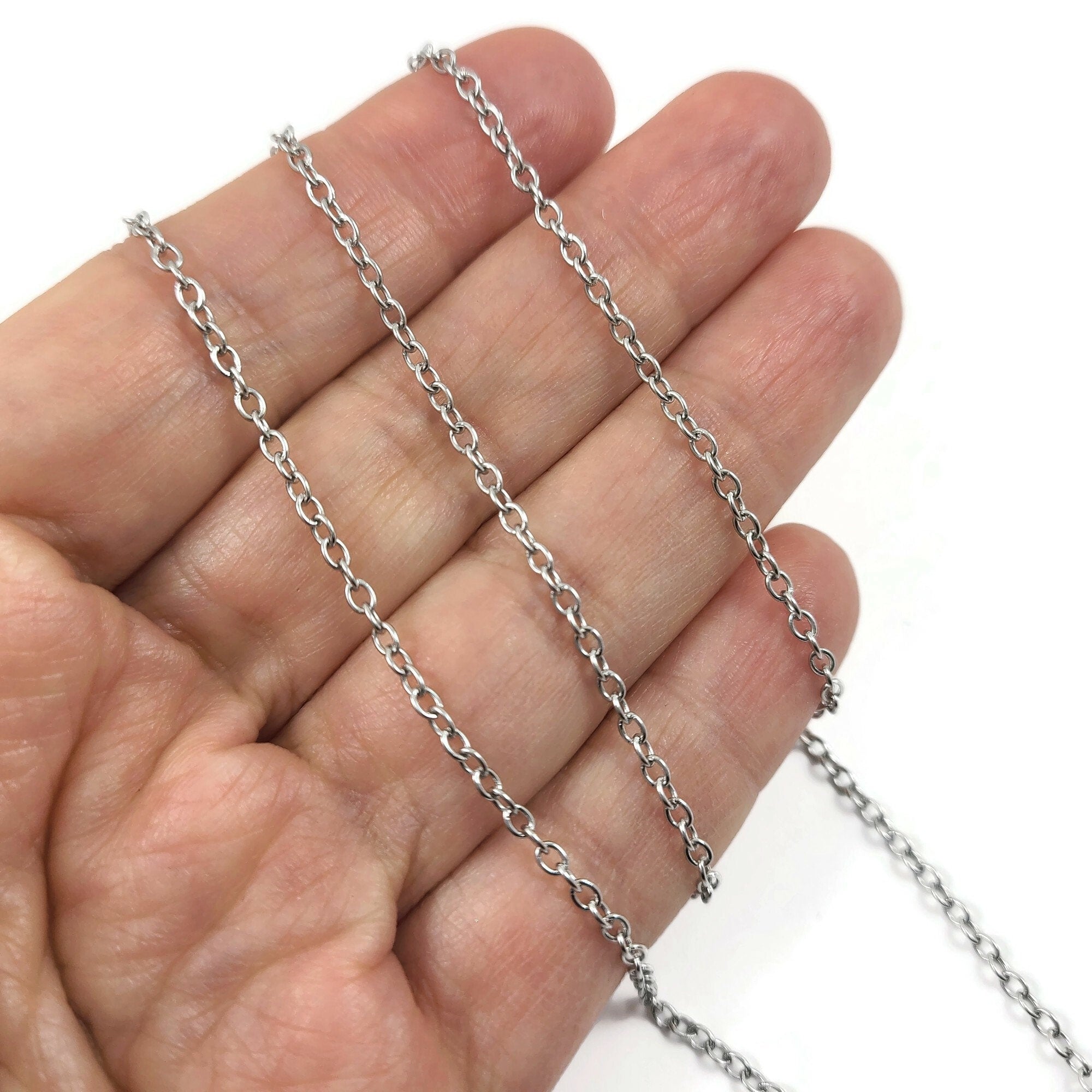 Surgical steel chain necklace, Hypoallergenic, Waterproof non tarnish jewelry