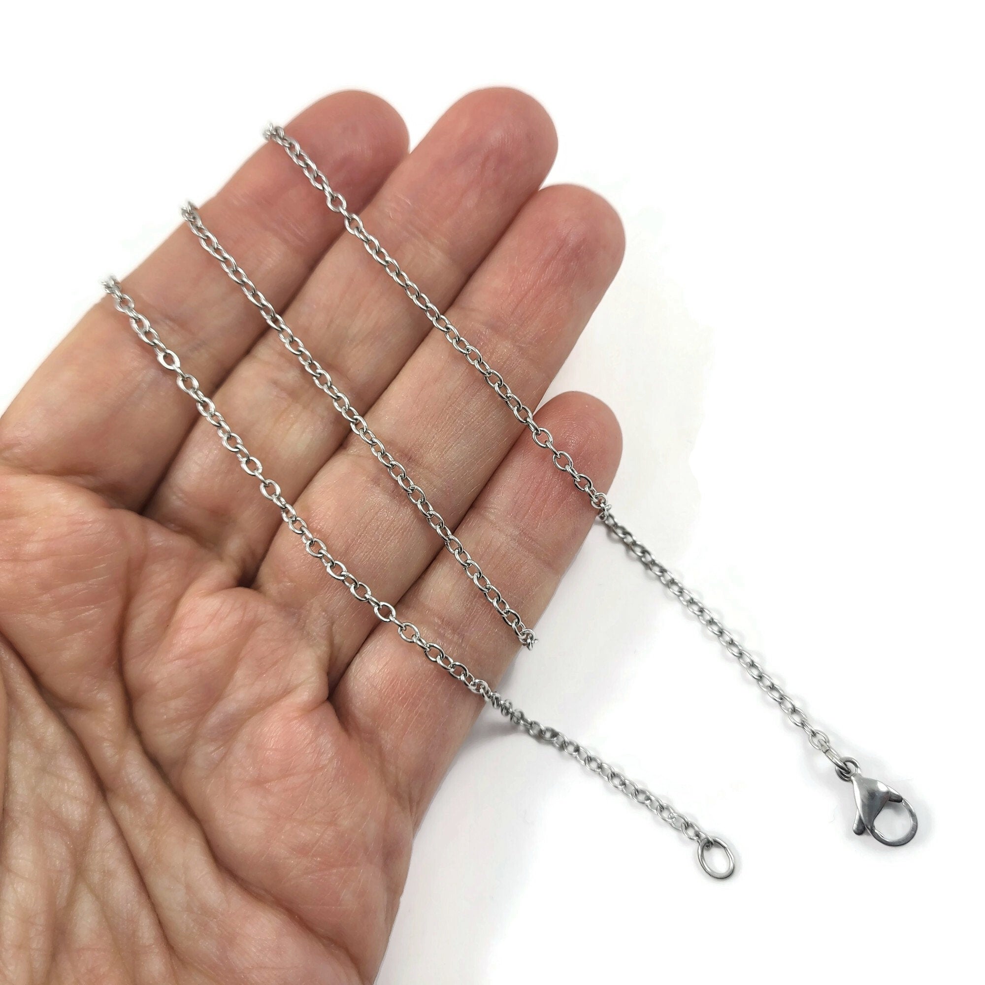 Surgical steel chain necklace, Hypoallergenic, Waterproof non tarnish jewelry