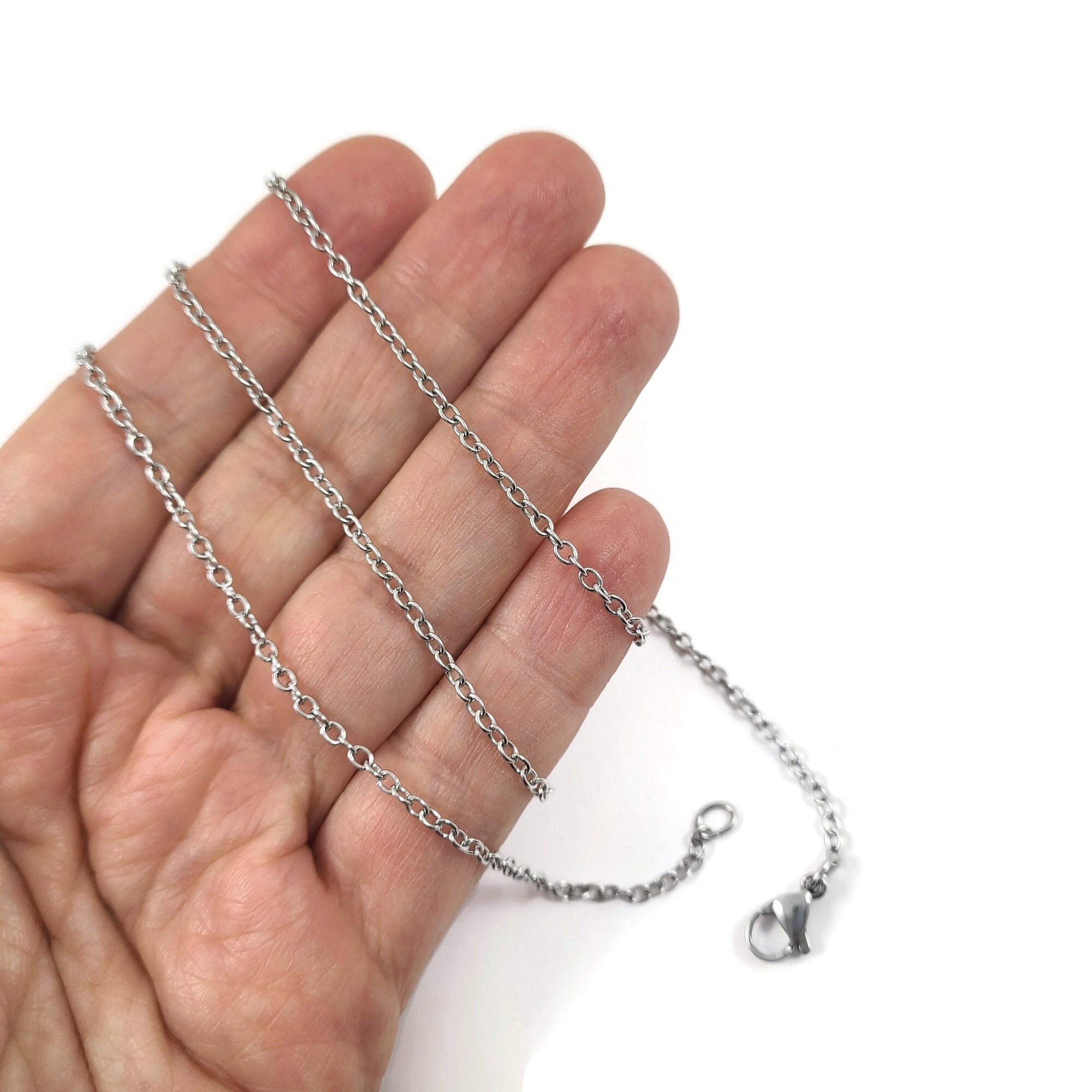 Surgical steel chain necklace, Hypoallergenic, Waterproof non tarnish jewelry