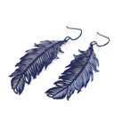 Feather niobium earrings, Hypoallergenic niobium jewelry, Colorful filigree dangle earrings